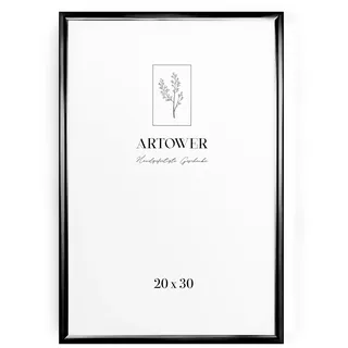 Artower® Bilderrahmen Schwarz Metall Dünner Rahmen für 20 x 30 cm | Posterrahmen Groß Collage | Picture Frame Metal 20x30 cm | Aluminium Schmal Bilderrahmen | Black Poster Rahmen