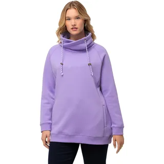 Ulla Popken Damen große Größen Übergrößen Plus Size Sweatshirt, weiter Stehkragen, Taschen, Raglan-Langarm Blauer Flieder 50+ 713963810-50+