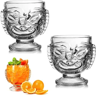 MLKLDOU Tiki Cocktailbecher aus Glas, 425 ml, Martini-Gläser, Bargläser, Weingläser, Cocktail-Trinkgeschirr, Becher für Zuhause, Party, Bar, Whiskey, Bier, Eiskaffeetassen, Glaswaren, 2 Stück