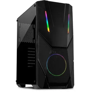 Inter-Tech IT-3303 Hornet Midi Tower ATX RGB Gaming Gehäuse mit Seitenfenster