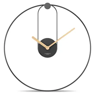 XXL Wanduhr, geräuschlos, Vintage-Stil, 70 cm, Schwarz, Metallgehäuse, Holzzeiger - Schwarz