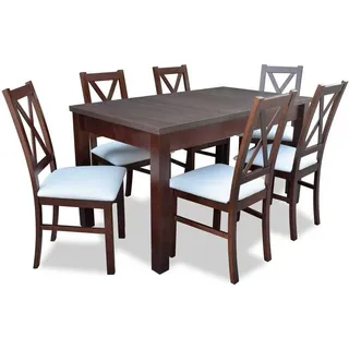 Esszimmer Set Esstisch + 6x Stühle 7tlg. JVmoebel - Braun