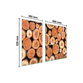 Herdabdeckplatten 2 teilig 90x52 Glaskeramikkochfeld Abdeckung Glas Schneidebrett Holz Braun