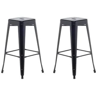 Beliani Barhocker 2er Set Schwarz Metall 76 cm Industriell - Schwarz