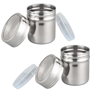 2 Stück Puderzuckerstreuer,Mehlstreuer mit Deckel,Kakaostreuer für Cappuccino,Zimtstreuer,Puderzucker Kakao Streuer,Staubzuckerstreuer,Zuckerstreuer,Staubzuckermühle für Kochen,Backen,Kaffee,Mehl