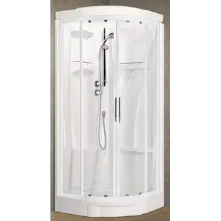 Novellini Neu Holiday R90 Dach 90x90 CM Kabine Mechanisch Durchsichtig Weiß