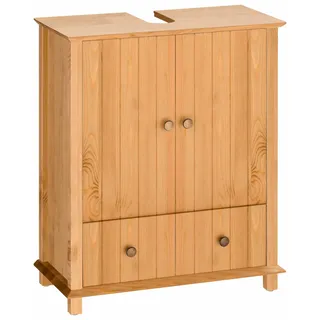 Home Affaire Waschbeckenunterschrank »Vili« Badezimmerschrank, Badunterschrank mit Schublade, aus Massivholz, beige