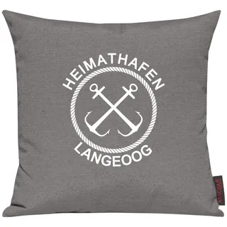 Shirtinstyle Sofakissen Heimathafen Langeoog, Kissen, Meer, Heimatort, Stadt, Urlaub, Größe 40 x 40cm, Farbe Grau