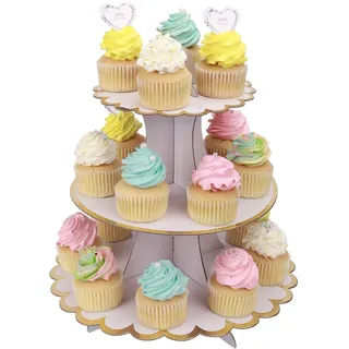 Tortenständer 3 Etagen Cupcake Ständer Muffin Ständer aus Karton für Hochzeit Party Geburtstag Baby Duschen Kuchen Dessert Torten Etagere