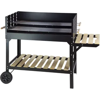 Garten-Holzkohle-Grillwagen Almeria XXL - Schwarz