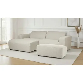 otto home »Koa,228cm, L-Form, Modulsofa, Webstoff, Cord, Struktur, Chenille« Designsofa, Set, Hocker inklusive, weicher Lounge-Sitzkomfort