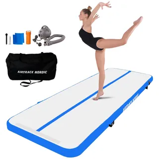 AirTrack Nordic Standard Airtrack Matte 3m - 8m mit Luftpumpe, Turnmatte Aufblasbar, Am Besten für Gymnastik, Yoga - Langlebig & Einfach zu Transportieren Matte Sport, Gymnastikmatte (3, blau)