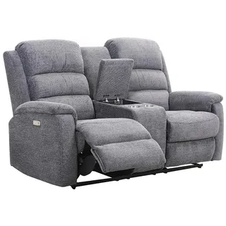 vente-unique Relaxsofa elektrisch 2-Sitzer - Stoff - Grau - NEVERS