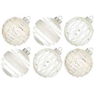 XmasExp Weihnachtskugel-Ornamente-Set, 70 mm, weiß, groß, bruchsicher, transparent, Glitzer, Weihnachtskugel, Ornamente, zarte hängende Ornamente für Weihnachtsfeier (12 Stück, weiß)