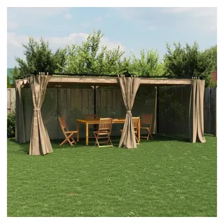 vidaXL Pavillon 6 x 3 m inkl. 4 Seitenteile Taupe
