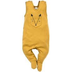 Pinokio Baby Sleepsuit Secret Forest, 100% cotton curry with fox pocket, Unisex Gr. 56-74 (68)