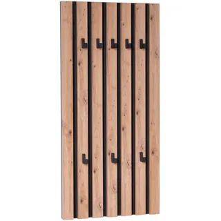 Xora Wandgarderobe , Schwarz, Eiche Artisan , Holzwerkstoff , 45x90x4 cm , Garderobe, Garderobenpaneele, Wandgarderobe