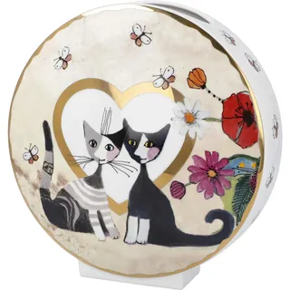 Goebel Innamorata Vase aus Porzellan mit Katzenmotiv Rosina Wachtmeister, Maße: 12cm x 7,5cm x 14cm, 66-860-84-1
