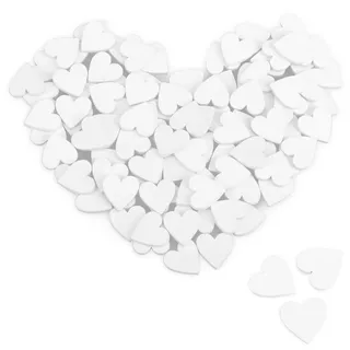 com-four® 100x Herz Streudeko - Kleine Herzen aus Holz in Vier Designs - Holz-Herzen für Tischdeko im Frühling, an Ostern, auf Hochzeiten (100 Stück)