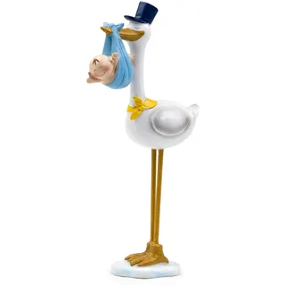 Mopec Tortenfigur Pit Storch Taufe Kind 22cm 2er Pack, Harz, blau, 22 cm