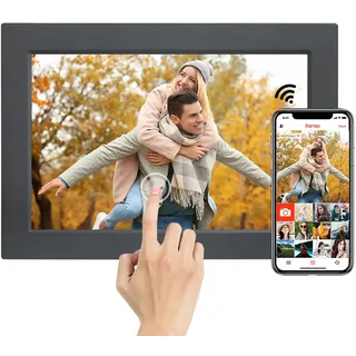 Frameo Digitaler Bilderrahmen WLAN-10,1 Zoll Digitaler Fotorahmen 1920x1200 HD Touchscreen mit 16GB Speicher,Automatische Rotation,Teilen Sie Fotos und Videos Sofort,Wandmontagefähig