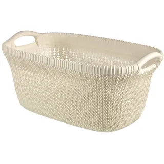 Curver 03677-X64-00 Strickoptik 40 L Wäschebox, Plastik, Oasis weiß, 59,5 x 38,5 x 27 cm