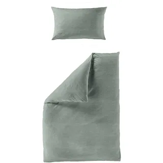 BIERBAUM Bettwäsche »4134« 2 Stk., tlg. Premium Mako-Satin Seersucker, 100 % Baumwolle, bügelfrei grün