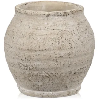15cm Blumenvase Zement Vase Vintage Rustikal Vase Deko Cremeweiß Blumenvase | Tischvase für Trockenblumen Künstliche Blumensträuße Zweige Kunstpflanzen Boho Rustikal Landhausstil Deko Tisch Regal Dekor