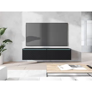 Home Affaire Lowboard 140 cm Schwarz Kunststoff/Metall/MDF/Spanplatte/Holzwerkstoff