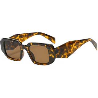 Long Keeper Rechteckige Sonnenbrille Damen Herren Retro 90er Dicker Rahmen | Trend Quadratisch Sonnenbrille Eckig Vintage Brille mit UV400-Schutz