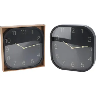 Schwarze quadratische dekorative minimalistische Wanduhr 30 cm - Schwarz