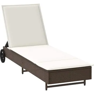 vidaXL Sonnenliege mit Rollen und Auflage Braun Poly Rattan - Braun