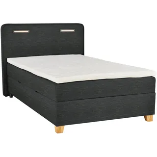 Moderano Boxbett , Anthrazit , Textil, Holzwerkstoff , Buche , massiv , H2 , Höhe ca. 15 cm , 100x200 cm , Bettkasten, Beleuchtung, in verschiedenen Größen erhältlich , Schlafzimmer, Betten, Boxspringbetten
