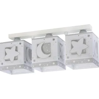 Dalber Kinderlampe Deckenleuchte, Kinderzimmer Deckenlampe 3 Lichter Mond und Sterne MoonLight Grau, 63233NE, E27