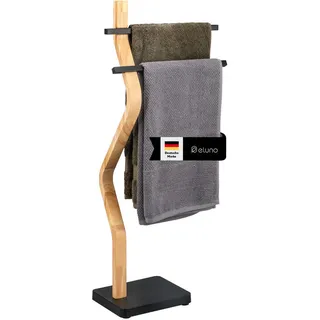 eluno Stand-Handtuchhalter, schwarz , Schwarz , Holz , 37x85.5x18 cm , FSC 100% , Badezimmer, Badezimmerausstattung, Handtuchhalter