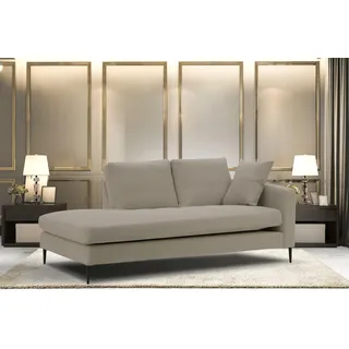 Home affaire Recamiere »Cozy Chaiselongue, Maße B/T/H: 195/97/80 cm« mit losen Kissen und Metallbeinen, Armlehne links oder rechts wählbar, beige