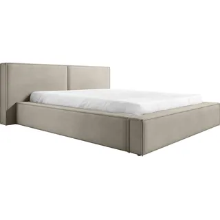 FEDVE Polsterbett Doppelbett Lopra Bett Bettkasten 160x200 cm Hellbeige (Magic Velvet 2201) - Beige