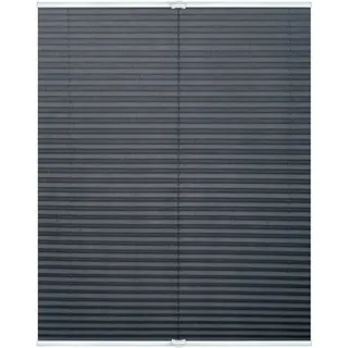Lichtblick Plissee Blickdicht ohne Bohren Grau 55 cm x 130 cm (B x L) | Plissee Klemmfix, verspannt, lichtdurchlässig, Uni, mit eleganter Crushed Optik, Montage ohne Bohren, Mit Lichtfilter
