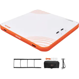 VEVOR Aufblasbares Schwimmdock, 3,04 x 3,04 m, Dockplattform, rutschfeste Wasserschwimmdockmatte mit tragbarer Tragetasche und abnehmbarer Leiter, schwimmende Plattform-Inselfloß für Pool, Strand