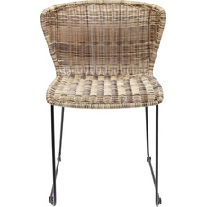 Bild von Design Stuhl Sansibar, Esstimmerstuhl in Naturfarben, mit breiter Rückenlehne, ohne Armlehnen, Gestell als Kufe in schwarz (H/B/T) 78x53x56cm