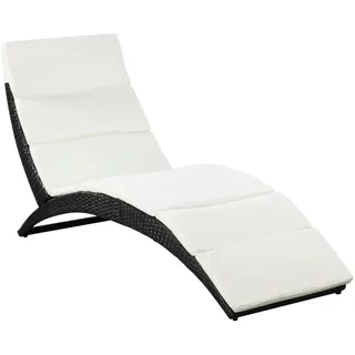 vidaXL Sonnenliege 162 x 64 x 86 cm schwarz/cremeweiß inkl. Auflage klappbar
