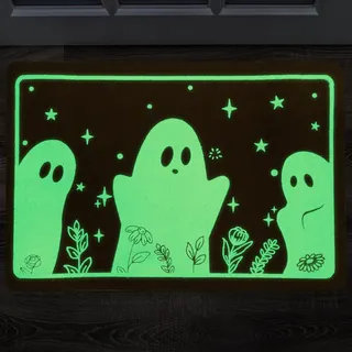 Halloween Fußmatte, 40x60 cm Halloween Geist Gruselige Badevorleger, Dekorative Leuchtende Fußmatte, Lustige Horror Teppiche, Fussmatte Lustig Geister für Außenbereich Küche Badezimmer Wohnzimmer