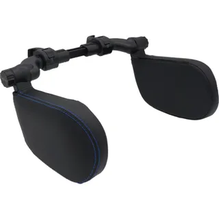 EasyTravel ergonomisches Auto Reise Kopfkissen - Kunstleder schwarz / Doppelnaht blau - Schwarz