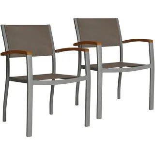 Gartenstuhl MERXX "Monaco", grau, B:59cm H:85cm T:56cm, Obermaterial: 100% Polyester, Stühle, Gartenstuhl, Armstützen aus Akazie, stapelbar