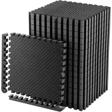 Schutzmatten Set EXTRA DICK - 2cm - PREMIUM Fitness Geräte Unterlegmatte 6 St. EXTRA LARGE (60 x 60 cm – jede Fliese) (2.22 m2 – alle zusammen) schwarze Bodenschutzmatten zusammenstecken