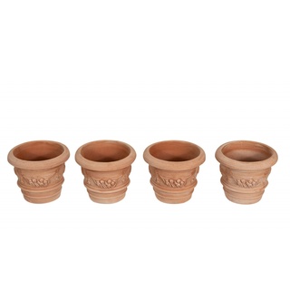 Biscottini 4 handgefertigte Terracotta-Töpfe 20 x 18 x 20 cm | Terracotta Topf für innen und außen | Töpfe für Sukkulenten Made in Italy