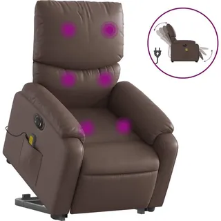 vidaXL Massagesessel mit Aufstehhilfe Elektrisch Braun Kunstleder - Braun