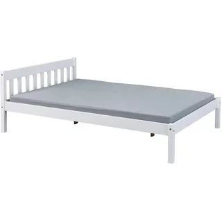 Inter Link – Holzbett - Massivholzbett - Doppelbett - Gästebett - Betgestell - Kiefer Massivholz - Weiß lackiert - 2 Liegeflächen - 140 x 200 cm - ohne Lattenrost - Vilmar