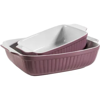 MÄSER 931983 Auflaufformen rechteckig im 2er Set, eckige Ofenformen, ideal auch für Lasagne, kratz- und schnittfest, Keramik, 33x24x8 cm / 25,5x16x7 cm, Berry