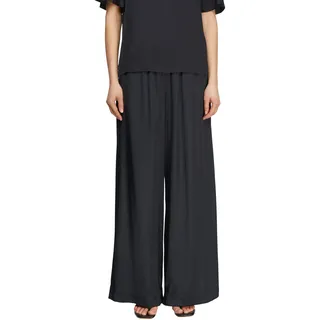 Stoffhose COMMA, Damen, Gr. 38, N-Gr, schwarz (navy), Web, Obermaterial: 54% Polyester, 46% Viskose, unifarben, lang, Hosen Stoffhose, mit elastischem Bund